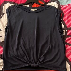 Hippie Rose Black Sleeveless Muscle Tee with Tie Front